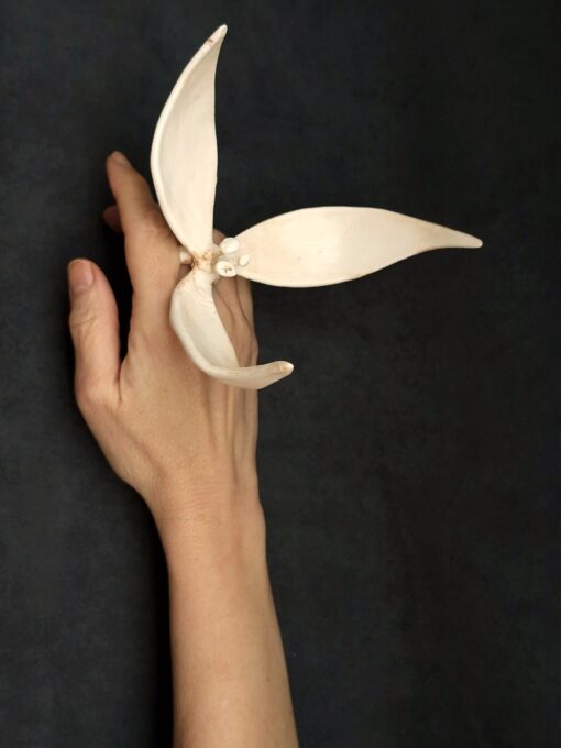 Vegan Ivory Sculptured Flower Ring - Size 8.5 - Image 4