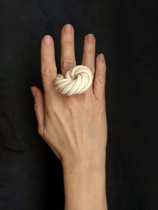Vegan Ivory Sculptured Ring - Size 9.5 - Image 2