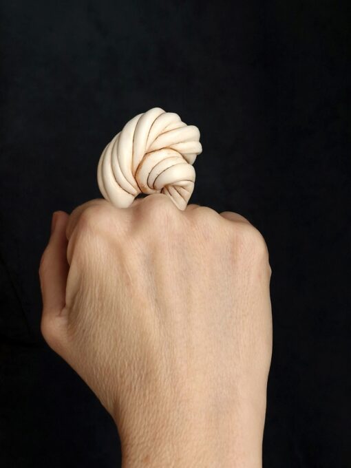 Vegan Ivory Sculptured Ring - Size 9.5 - Image 4