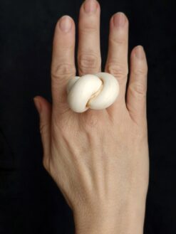 Vegan Ivory Sculptured Ring - Size 8.5