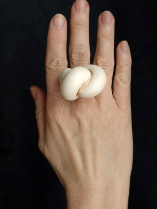 Vegan Ivory Sculptured Ring - Size 8.5