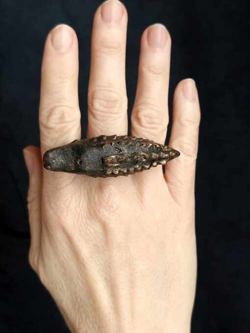 Black with Gold Sheen Sculptured Ring - Size 9 - Image 2