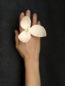 Vegan Ivory Sculptured Flower Ring - Size 8.5