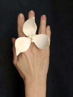 Vegan Ivory Sculptured Flower Ring - Size 7.5