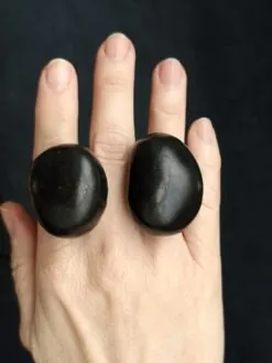 Black with Gold Sheen Sculptured Ring - Size 8.5