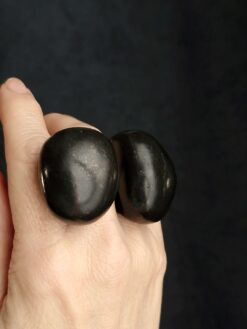 Alternative view of Black with Gold Sheen Sculptured Ring - Size 8.5
