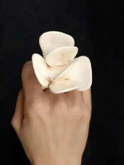 Vegan Ivory Sculptured Flower Ring - Size 8.5