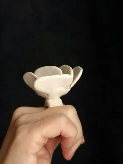 Alternative view of Vegan Ivory Sculptured Flower Ring - Size 8.5