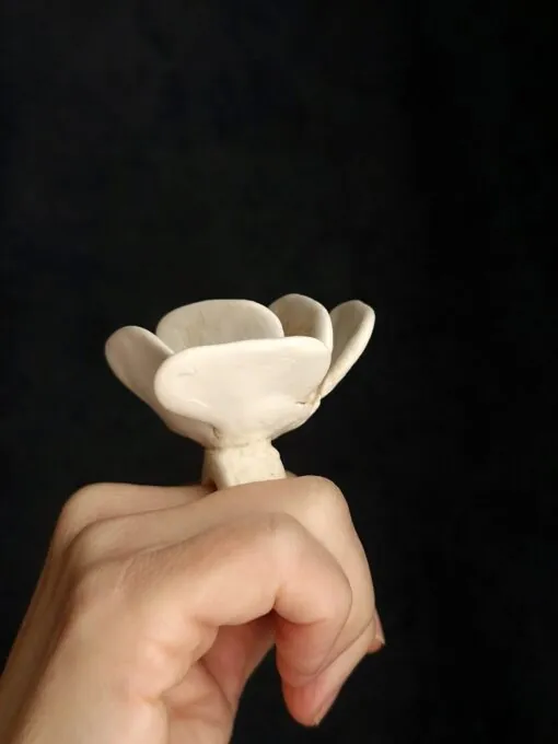 Vegan Ivory Sculptured Flower Ring - Size 8.5 - Image 2