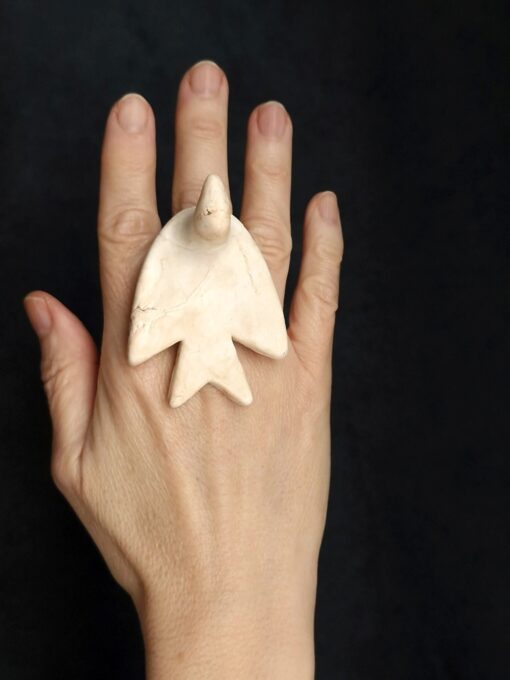 Vegan Ivory Sculptured Ring - Size 8 - Image 4