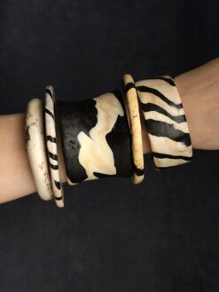Vegan Ivory & Black Bangle Set (Set of 5) - Size S - M