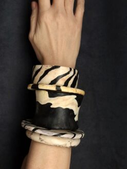 Alternative view of Vegan Ivory & Black Bangle Set (Set of 5) - Size S - M