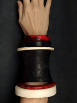 Black, Red & Vegan Ivory Bangle Set (Set of 6) - Size M