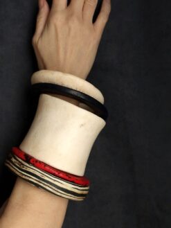 Alternative view of Vegan Ivory, Black & Red Bangle Set (Set of 5) - Size XL