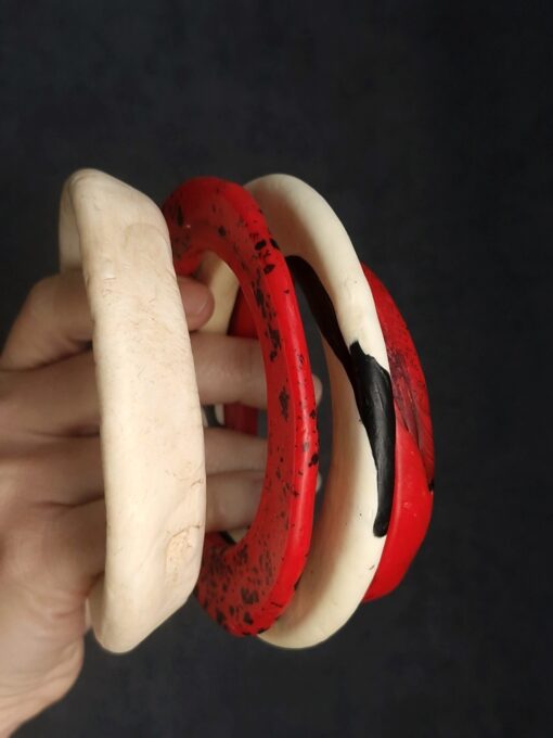 Vegan Ivory, Black & Red Bangle Set (Set of 5) - Size L - XL - Image 3