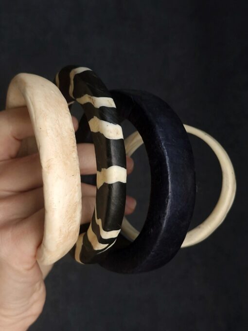 Vegan Ivory & Black Bangle Set (Set of 5) - Size L - Image 8