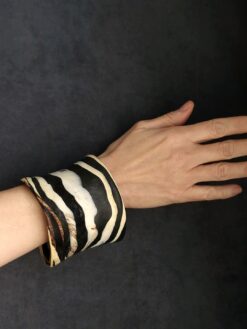 Vegan Ivory & Black Bangle - Size L - XL