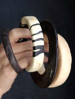 Alternative view of Black, Vegan Ivory & Brown Bangle Set (Set of 5) - Size M