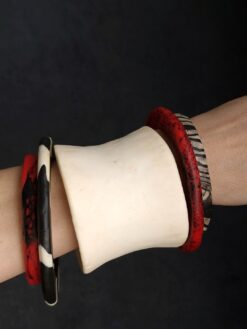 Black, Red & Vegan Ivory Bangle Set (Set of 5) - Size M - L