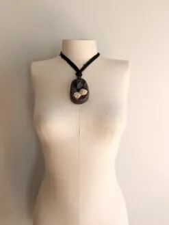 Alternative view of Obsidian & Desert Rose Necklace (Adjustable Length)