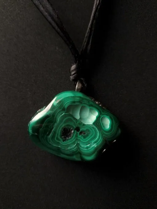 Malachite Stone Necklace (Adjustable Length)