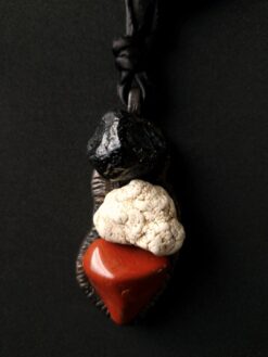 Alternative view of Black Obsidian, Magnesite, Red Jasper Necklace (Adjustable Length)