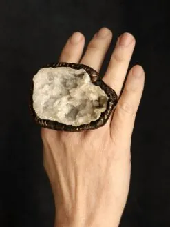 Quartz Geode Stone Ring - Size 9.5