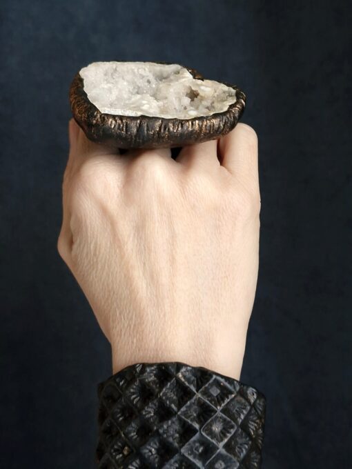 Quartz Geode Stone Ring - Size 9.5 - Image 5