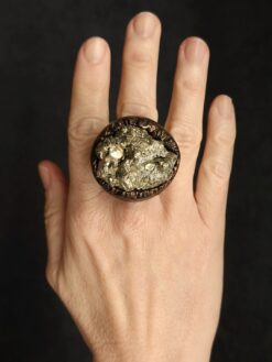 Alternative view of Pyrite Stone Ring - Size 9
