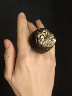Pyrite Stone Ring - Size 9