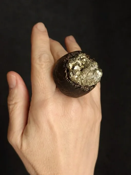 Pyrite Stone Ring - Size 9