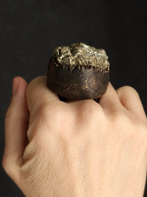 Pyrite Stone Ring - Size 9 - Image 4