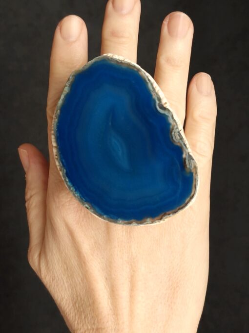 Blue Sliced Agate Ring - Size 8.5 - Image 5