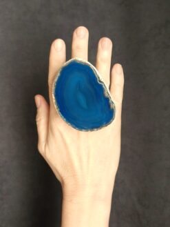 Alternative view of Blue Sliced Agate Ring - Size 8.5