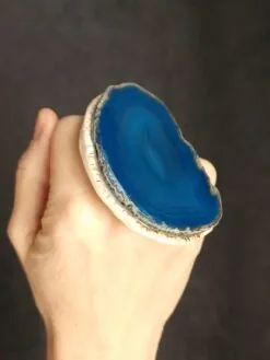 Blue Sliced Agate Ring - Size 8.5