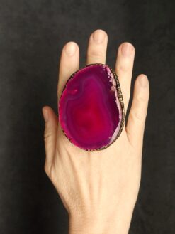 Alternative view of Pink Sliced Agate Ring - Size 10.5