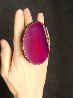 Pink Sliced Agate Ring - Size 10.5