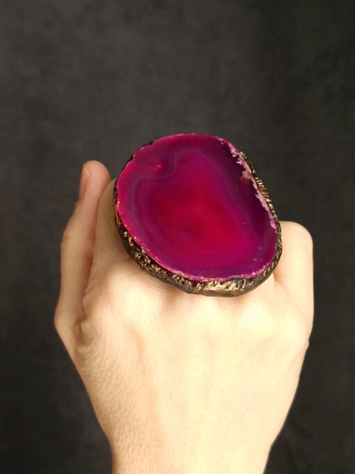 Pink Sliced Agate Ring - Size 10.5 - Image 5