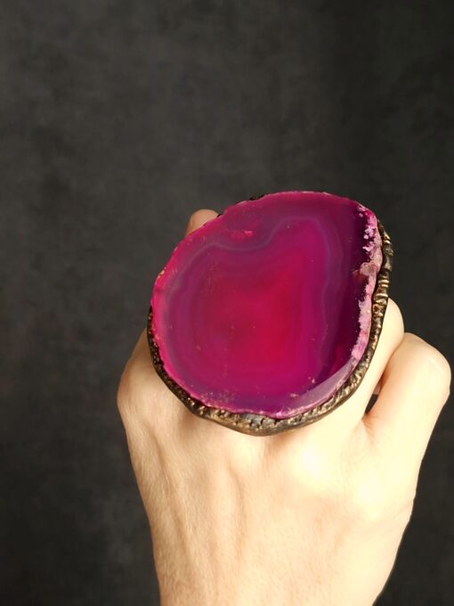 Pink Sliced Agate Ring - Size 10.5 - Image 3