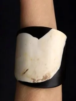Black & Vegan Ivory Flat Cuff - Size S - M