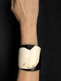 Alternative view of Black & Vegan Ivory Flat Cuff - Size S - M