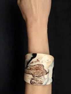 Alternative view of Vegan Ivory & Black Flat Cuff - Size L