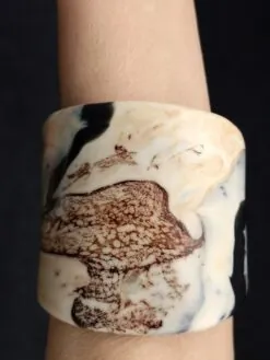 Vegan Ivory & Black Flat Cuff - Size L