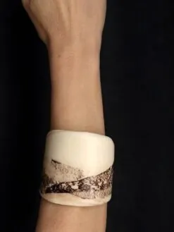 Alternative view of Vegan Ivory & Brown Flat Cuff - Size M - L