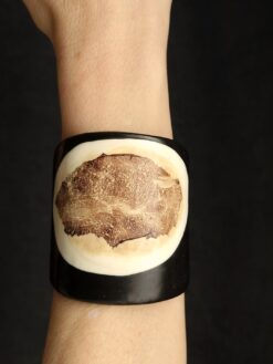 Vegan Ivory & Black Flat Cuff - Size M