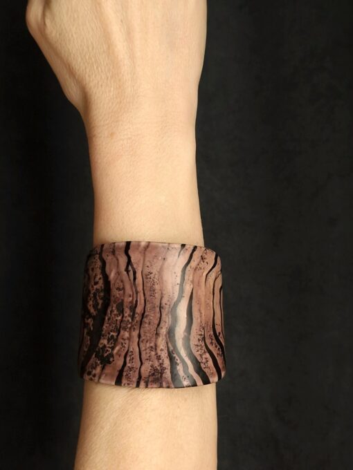 Vegan Ivory & Black Flat Cuff - Size M