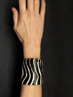 Alternative view of Vegan Ivory & Black Flat Cuff - Size S