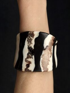 Black & Vegan Ivory Flat Cuff - Size M - L