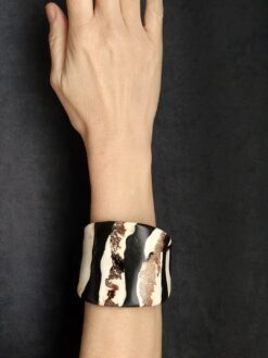 Alternative view of Black & Vegan Ivory Flat Cuff - Size M - L