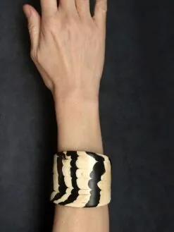 Alternative view of Vegan Ivory & Black Flat Cuff - Size M